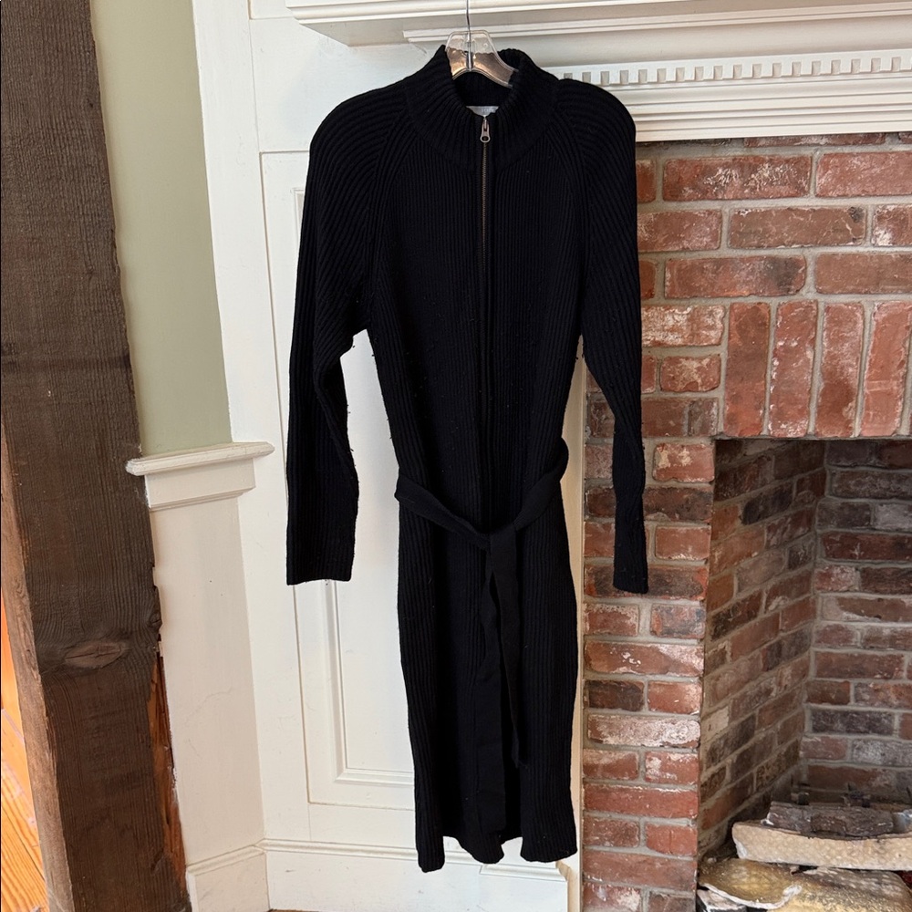 J. Crew Elegant Black Ribbed Long Sleeve Dress